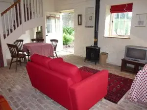 Living room wood burner in short term rental