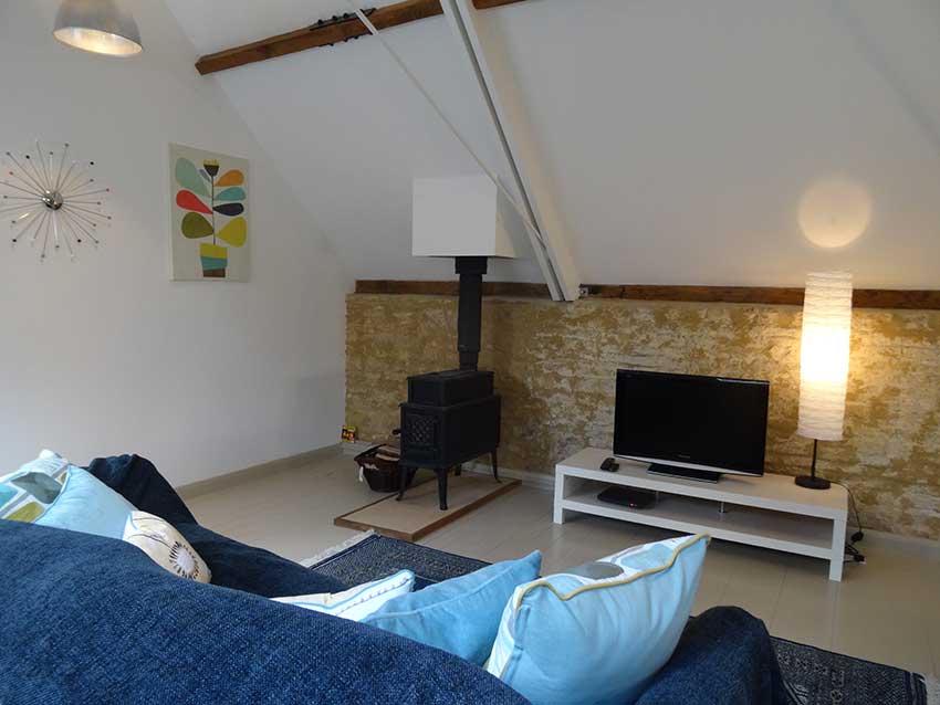 Living room wood burner in flat for short term rent